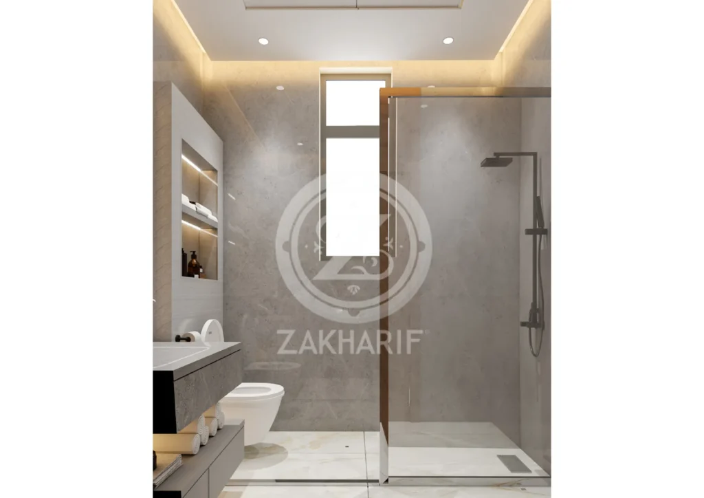الأحواض والتشطيبات في تصميم حمام