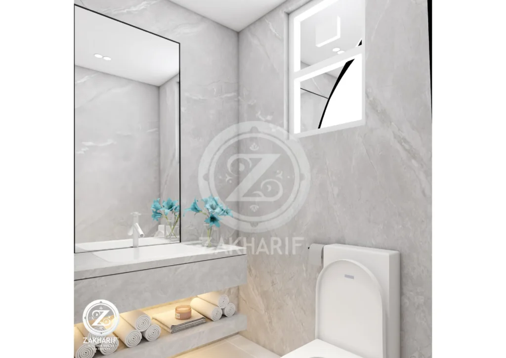 الأحواض والتشطيبات في تصميم حمام