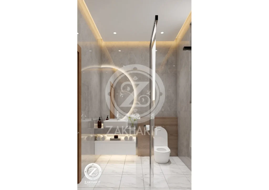 الأحواض والتشطيبات في تصميم حمام