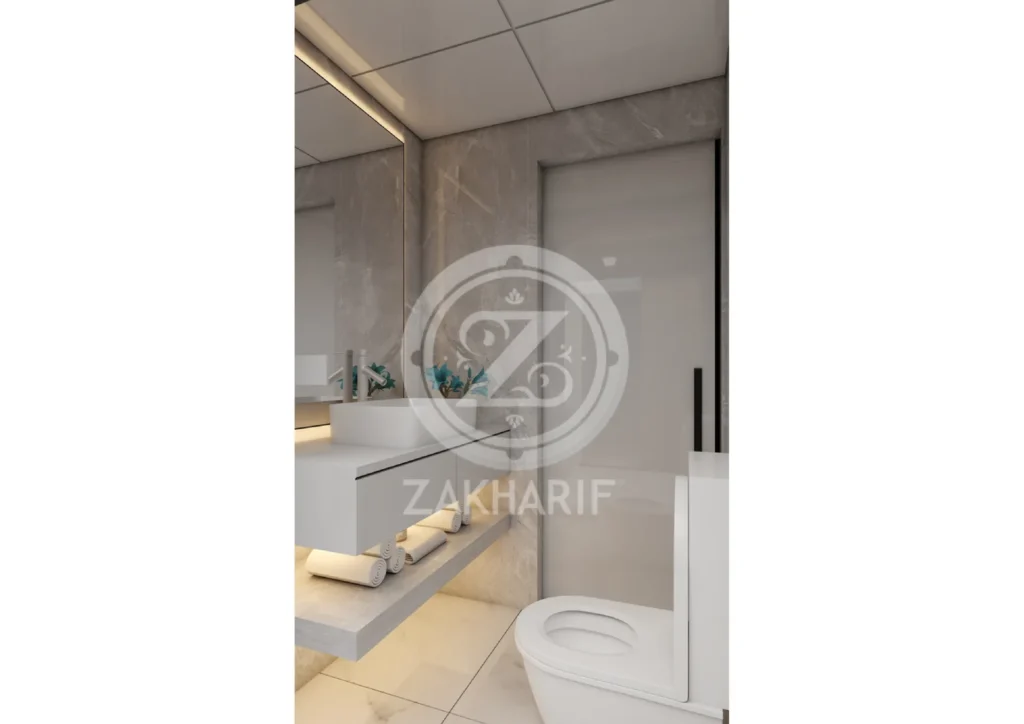 الأحواض والتشطيبات في تصميم حمام