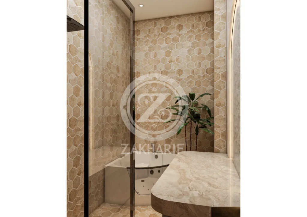 الأحواض والتشطيبات في تصميم حمام