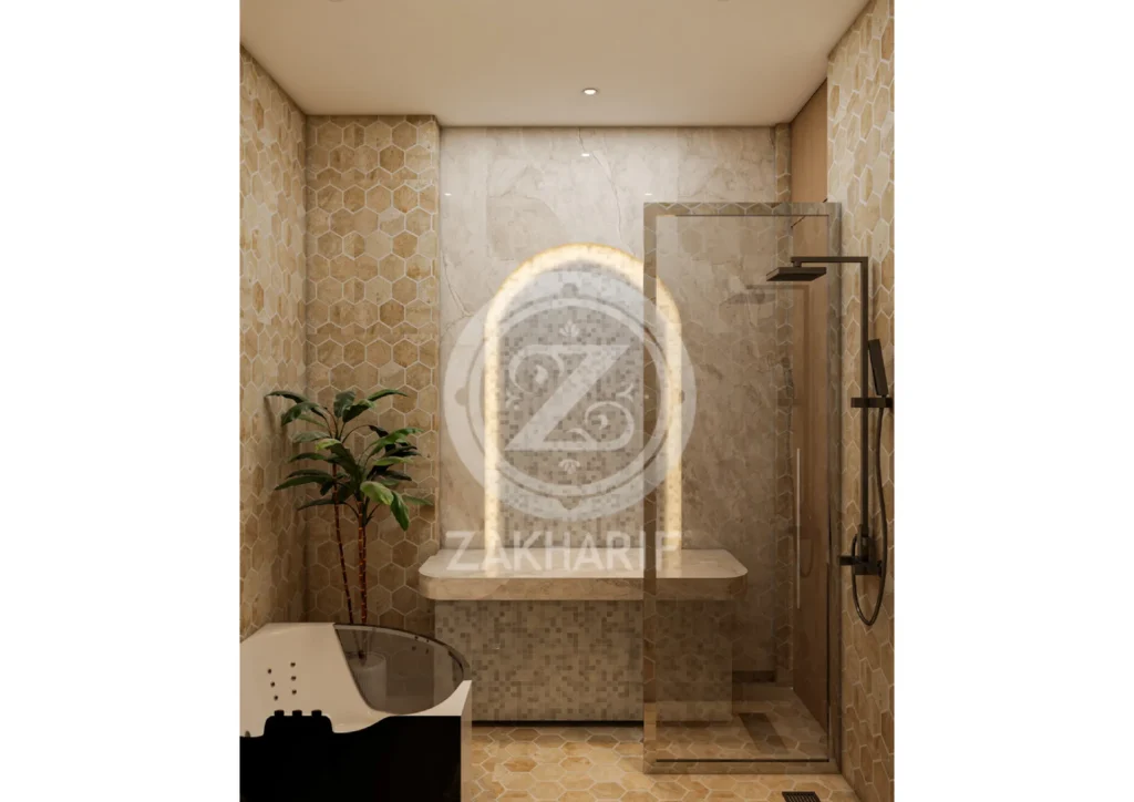 الأحواض والتشطيبات في تصميم حمام