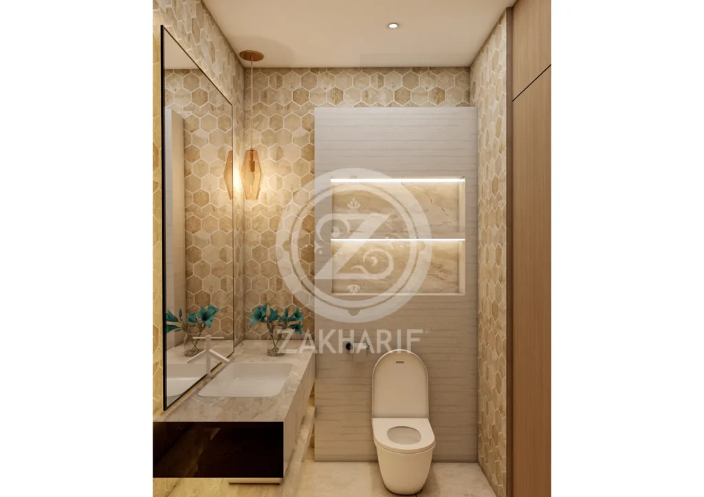 الأحواض والتشطيبات في تصميم حمام