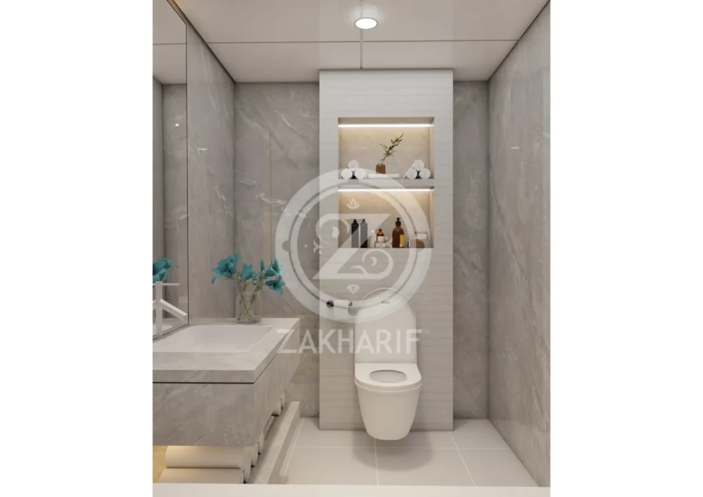 الأحواض والتشطيبات في تصميم حمام