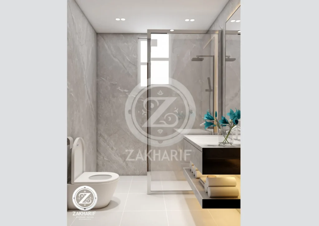 الأحواض والتشطيبات في تصميم حمام