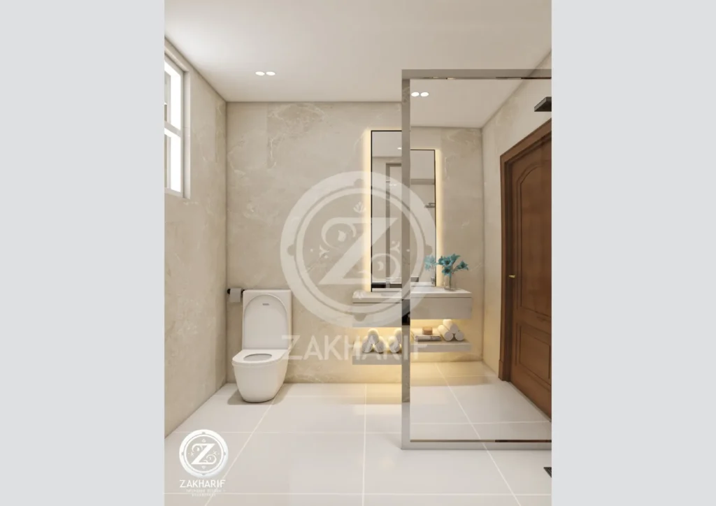 الأحواض والتشطيبات في تصميم حمام