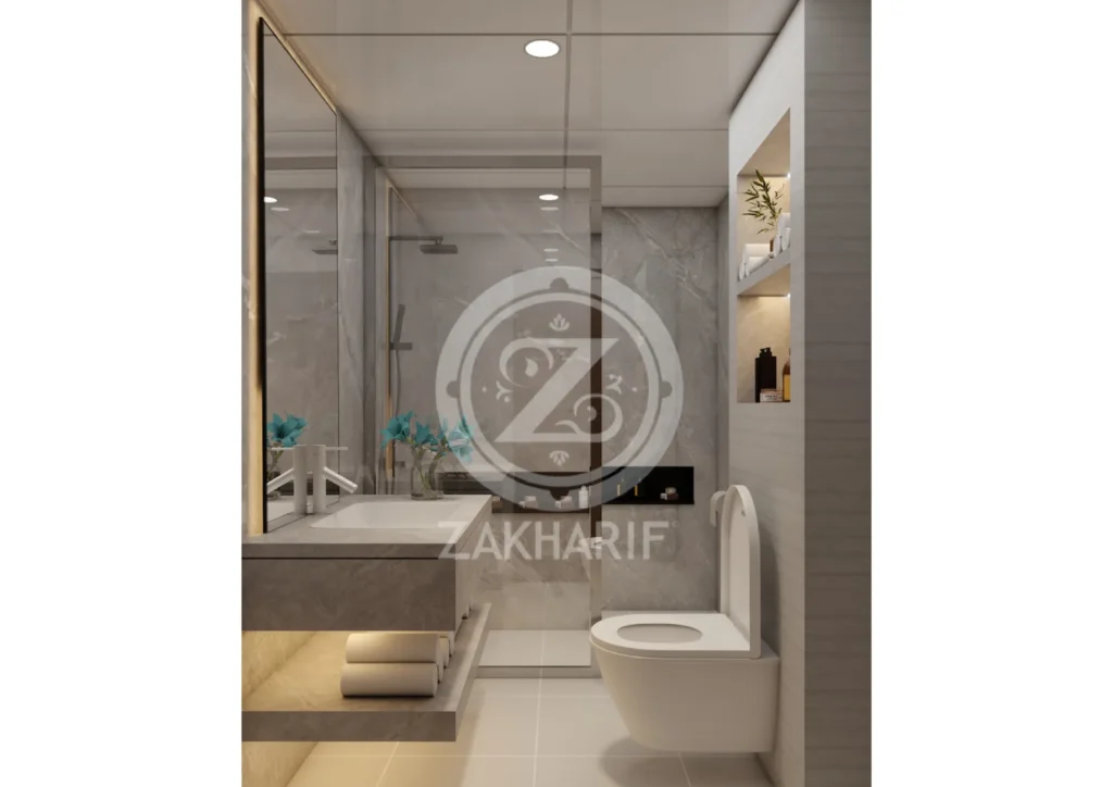 الأحواض والتشطيبات في تصميم حمام