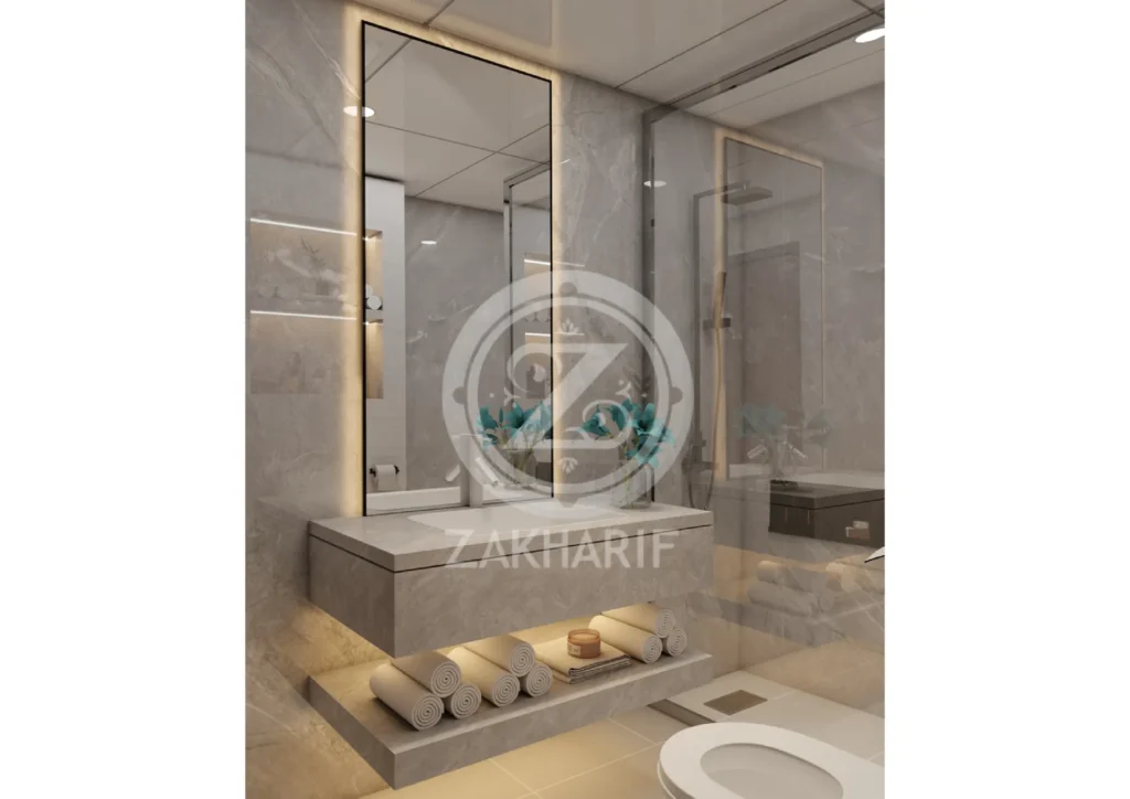 الأحواض والتشطيبات في تصميم حمام