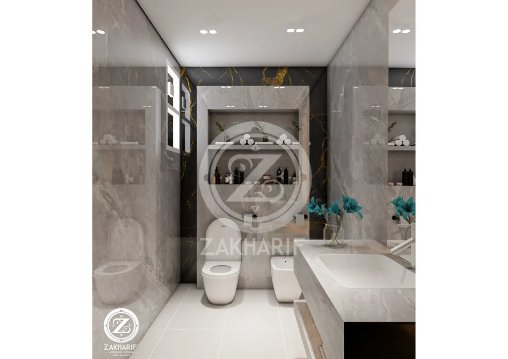 الأحواض والتشطيبات في تصميم حمام