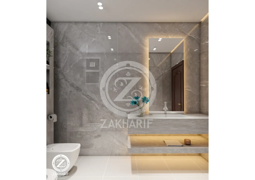 الأحواض والتشطيبات في تصميم حمام