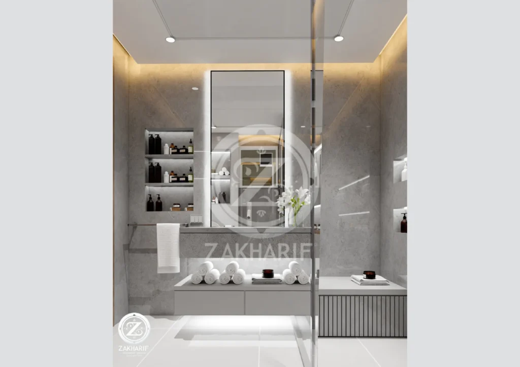 الأحواض والتشطيبات في تصميم حمام