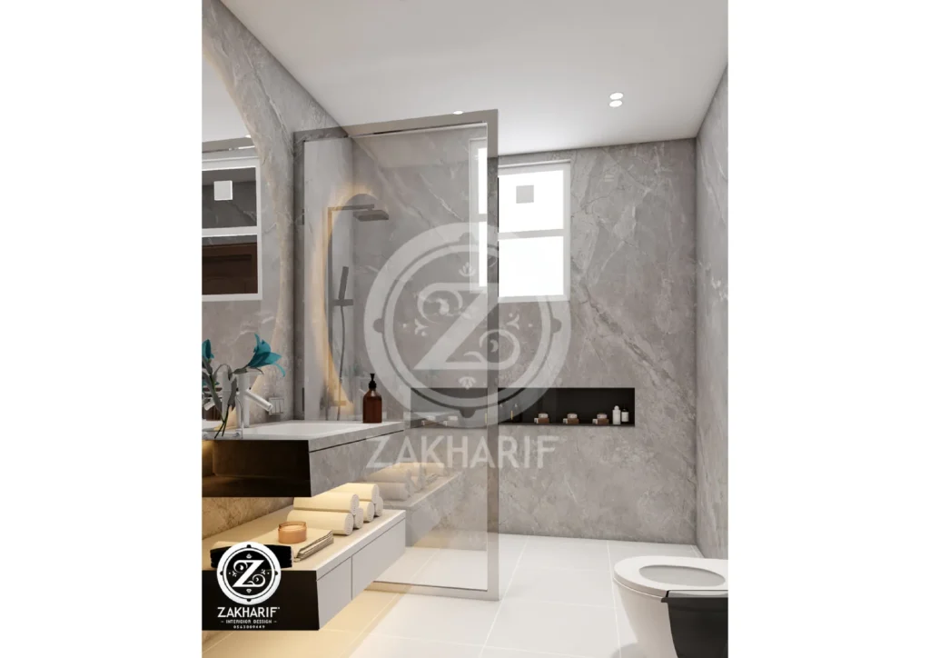 الأحواض والتشطيبات في تصميم حمام