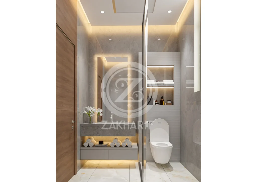 الأحواض والتشطيبات في تصميم حمام