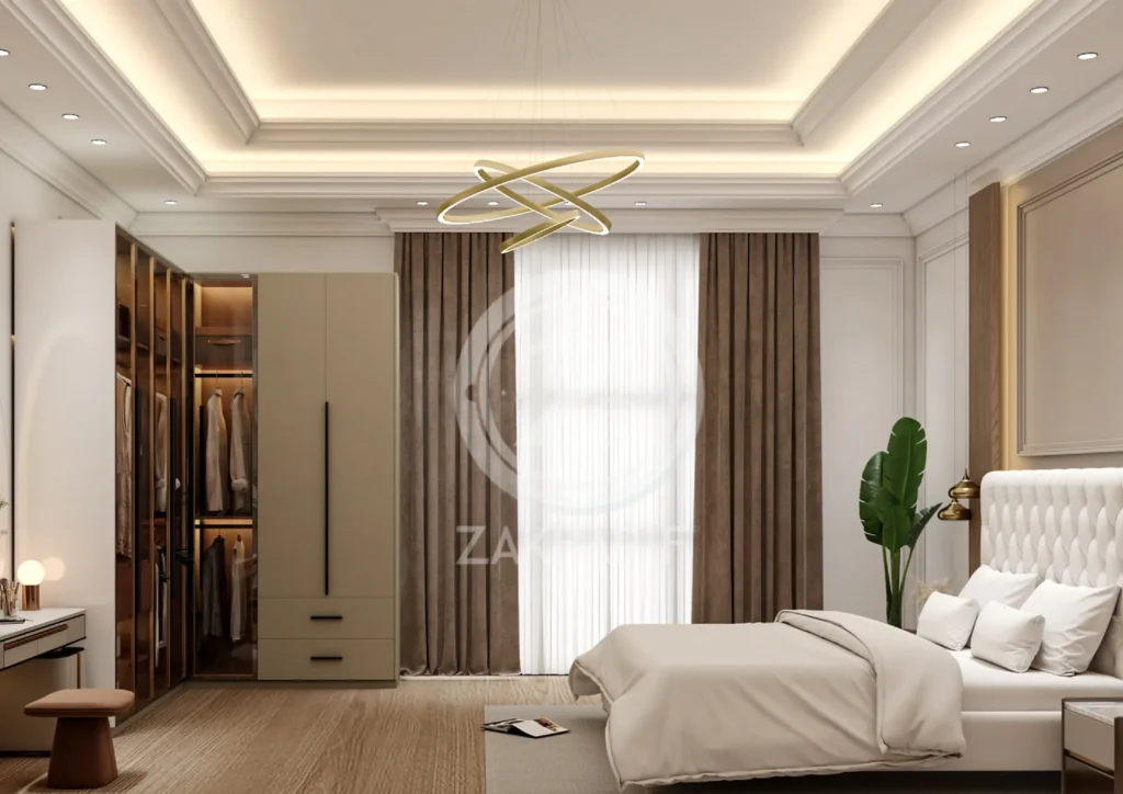 تفاصيل المساحة والأثاث ضمن تصاميم غرف النوم