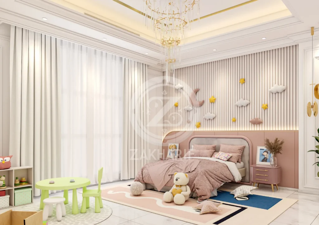 تفاصيل الألوان والأثاث ضمن تصاميم مساحات الأطفال