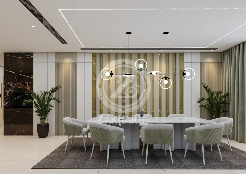 تكوين المساحة والأثاث في تصميم داخلي سكني