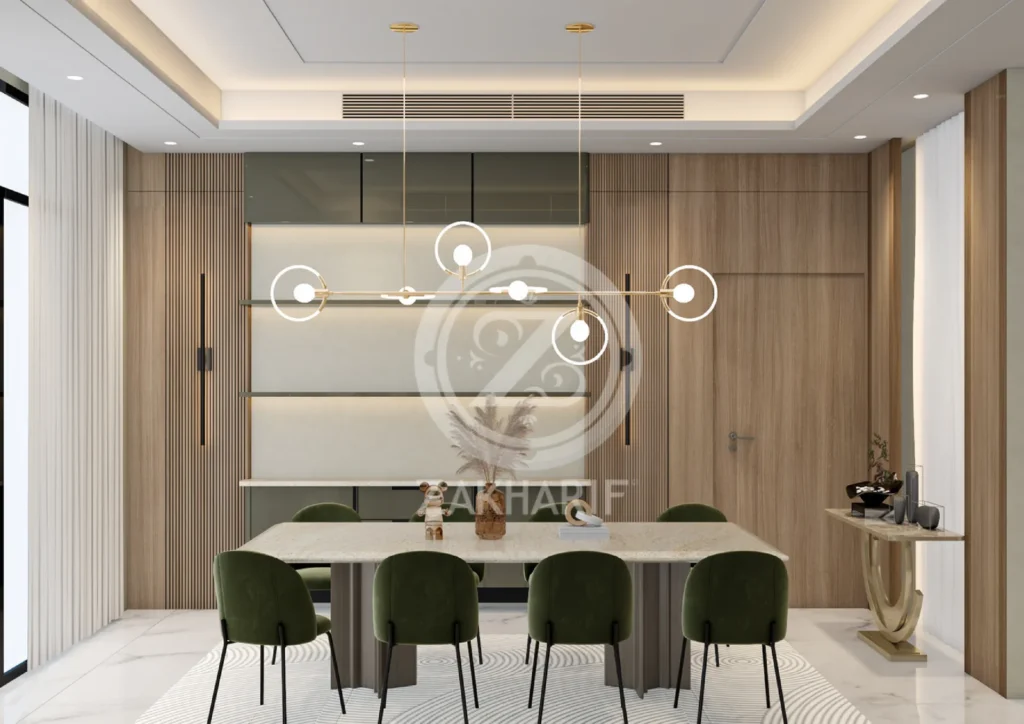 تكوين المساحة والأثاث في تصميم داخلي سكني