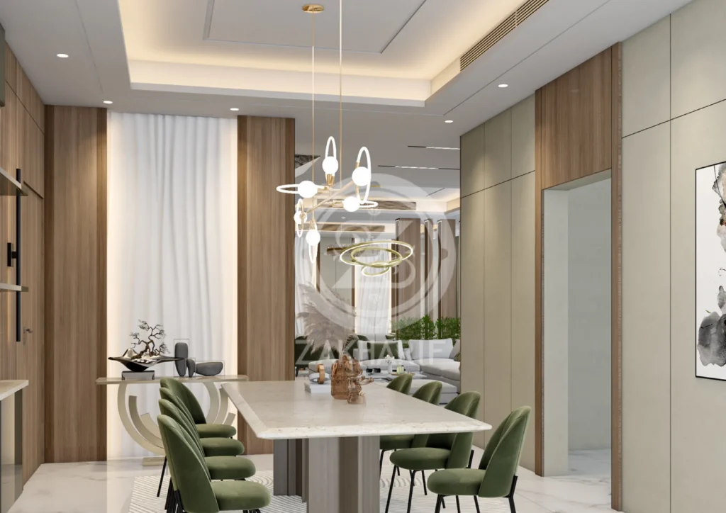 تكوين المساحة والأثاث في تصميم داخلي سكني
