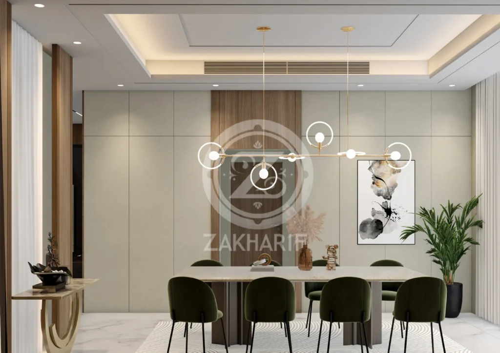 تكوين المساحة والأثاث في تصميم داخلي سكني