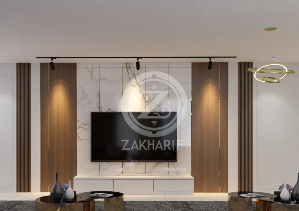 تكوين المساحة والأثاث في تصميم داخلي سكني