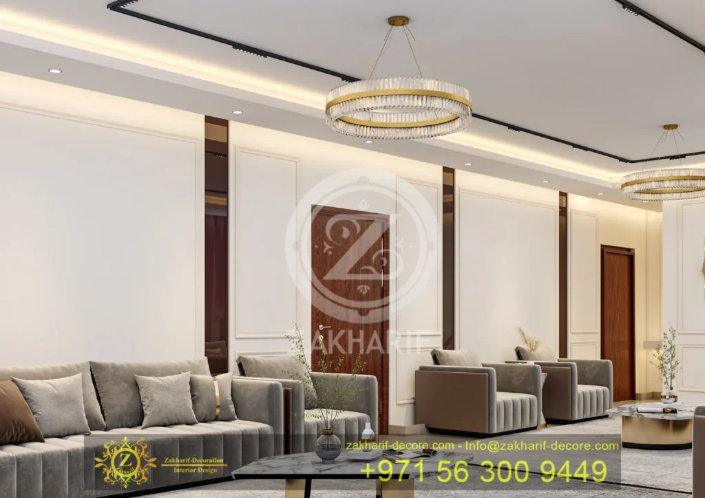 تكوين المساحة والأثاث في تصميم داخلي سكني