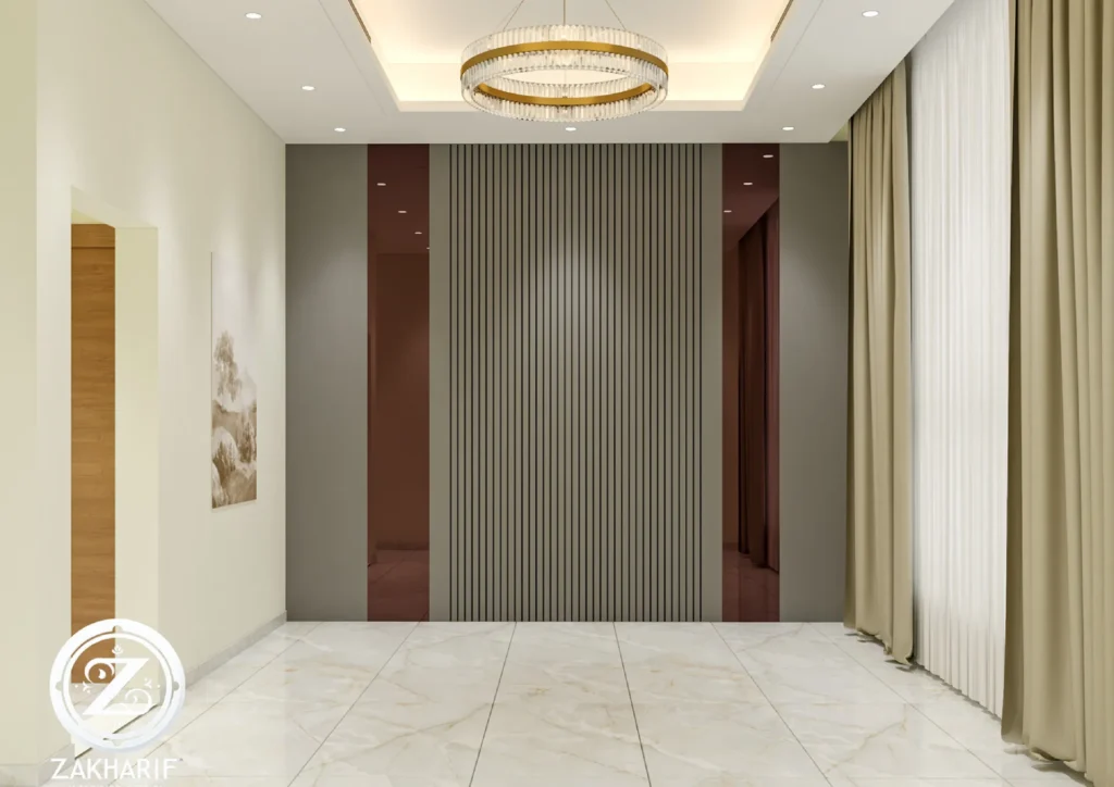 تكوين المساحة والأثاث في تصميم داخلي سكني